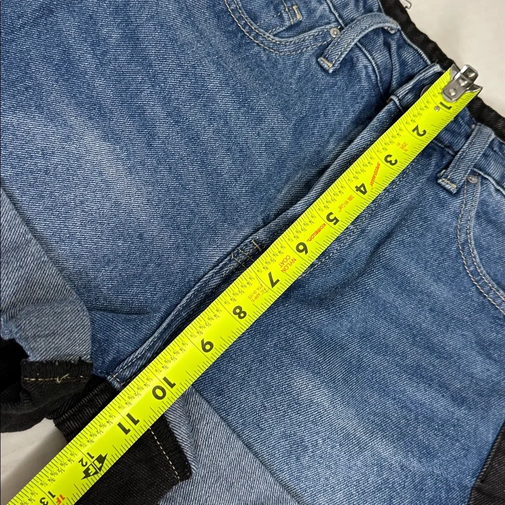 Simple Society Color Block Black Blue Denim Short Button Fly Womens 25 High Rise - Picture 7 of 8